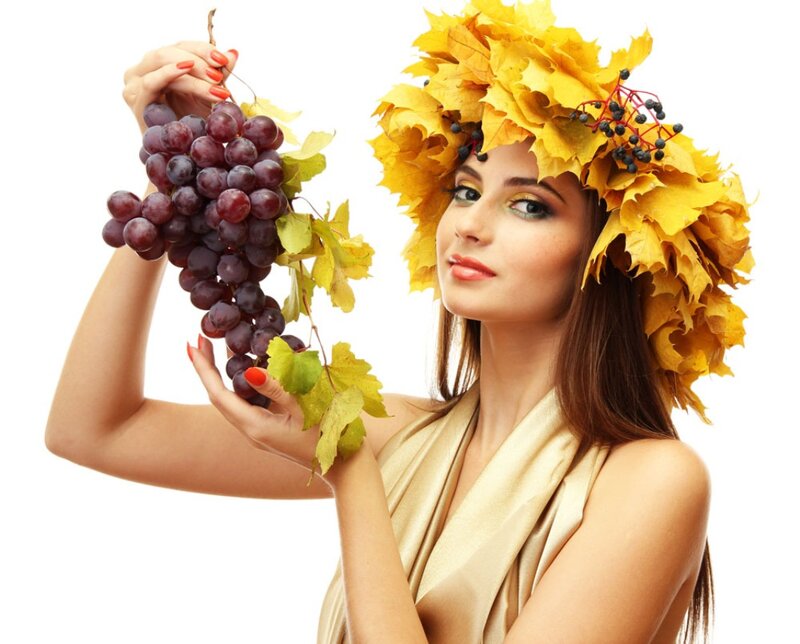 Woman with Grape Cluster