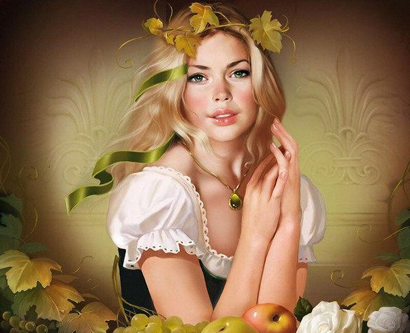 Woman with Grape Leaves