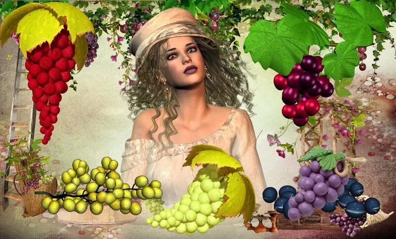 Woman with Grapes — Green