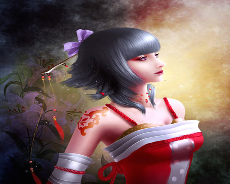 Woman with Gray Hair — Red