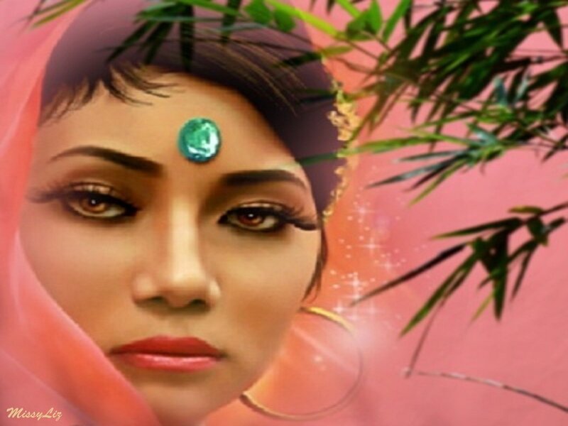 Woman with Green Bindi — Pink