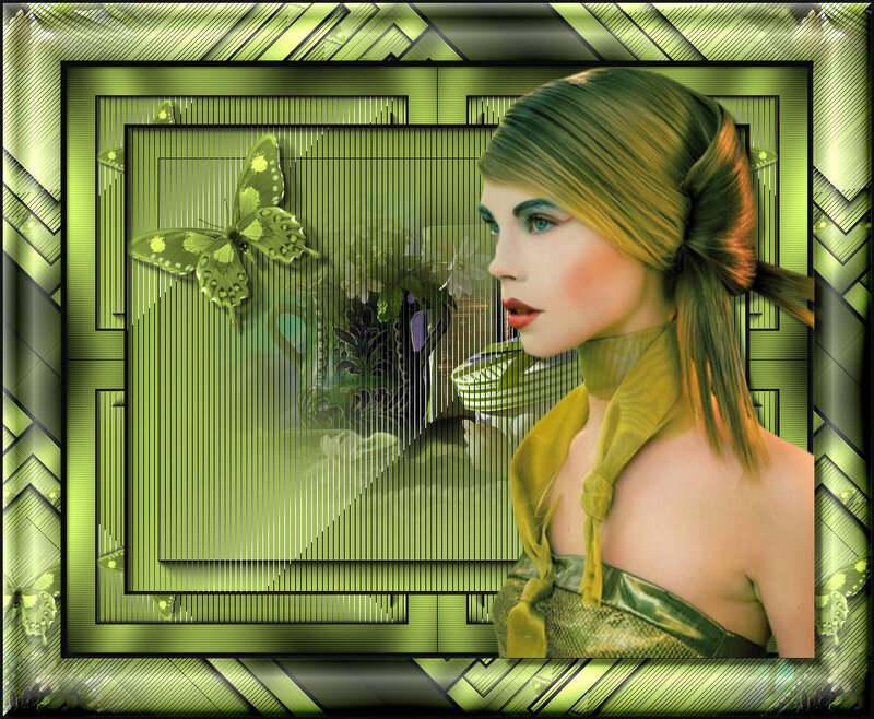 Woman with Green Butterfly — Dreamy
