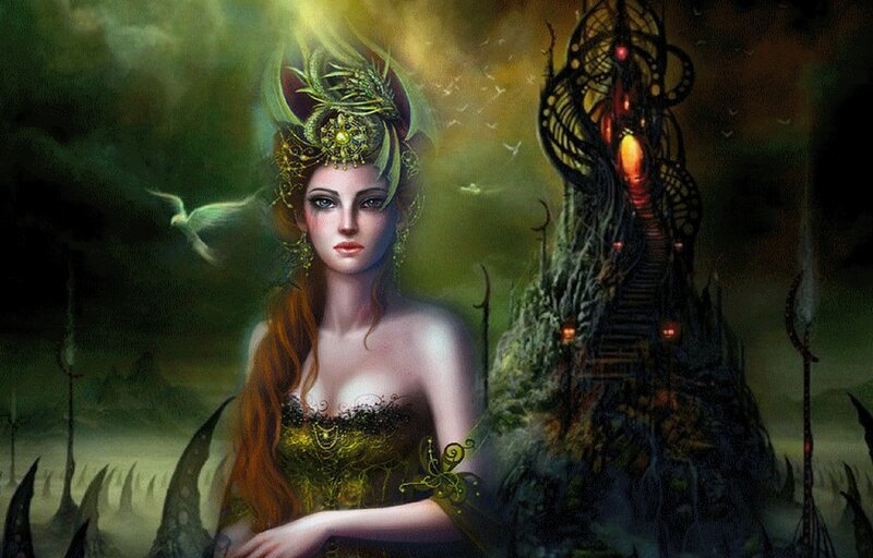 Woman with Green Crown — Dramatic