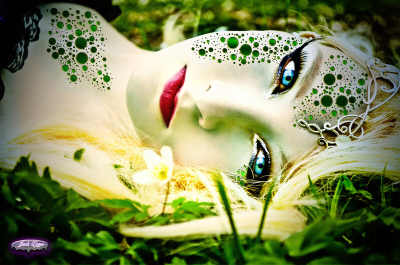 Woman with Green Dots