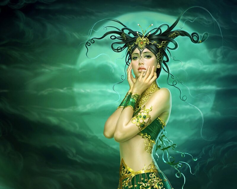 Woman with Green Dress — Dramatic