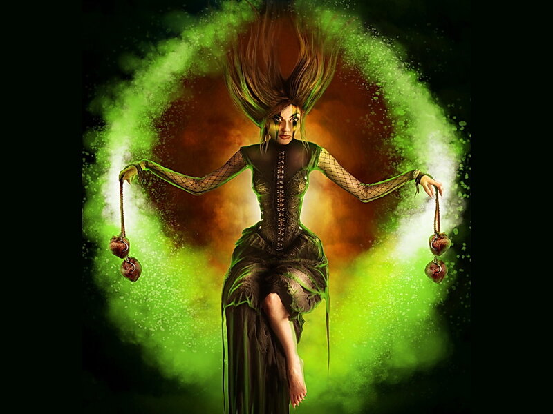 Woman with Green Energy — Dramatic, Digital Art, Green Energy