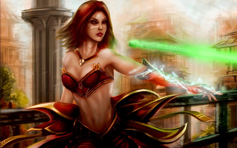 Woman with Green Energy — Red