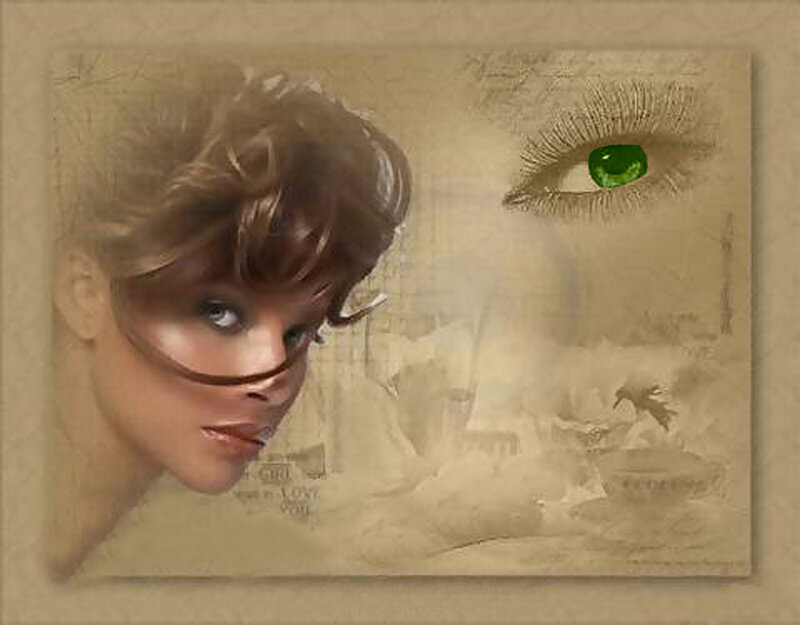 woman with green eye