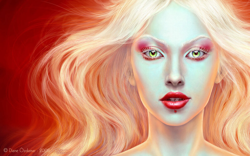 woman with green eyes and red hair