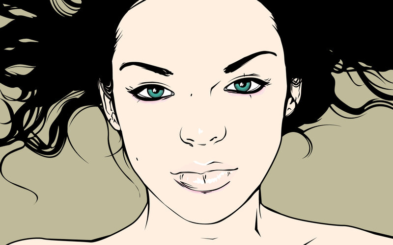 Woman with Green Eyes — Beige, Neutral