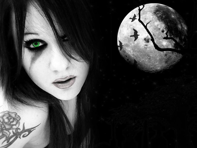 Woman with Green Eyes — Black, Dark
