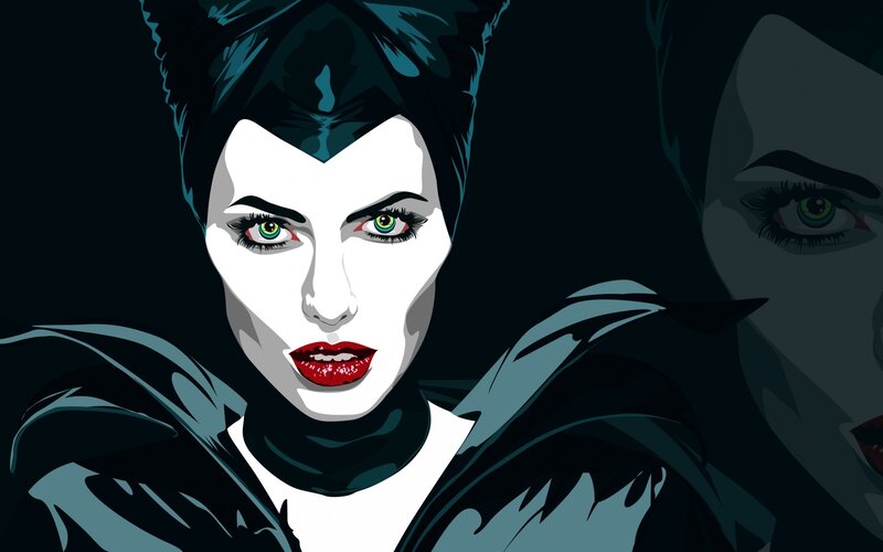 Woman with Green Eyes — Black, Dramatic, Digital Art, Green Eyes, Red Lips