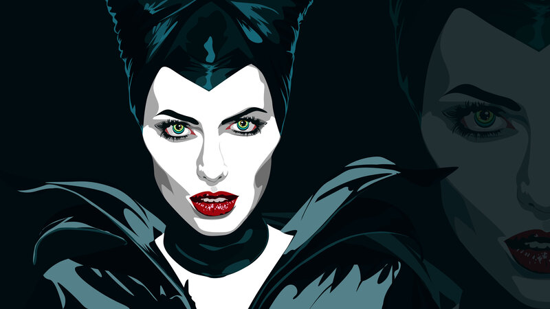 Woman with Green Eyes — Black, Dramatic, Night, Digital Art, Green Eyes