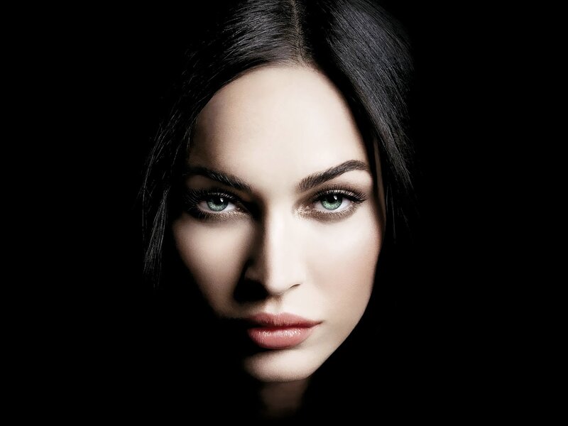 Woman with Green Eyes — Black, Dramatic, Photograph, Black Hair