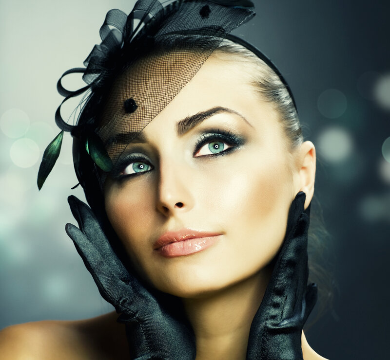 Woman with Green Eyes — Black, Dramatic, Photograph, Gloves