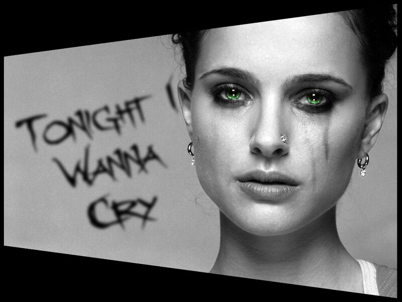 Woman with Green Eyes — Black, Dramatic, Photograph, Tear
