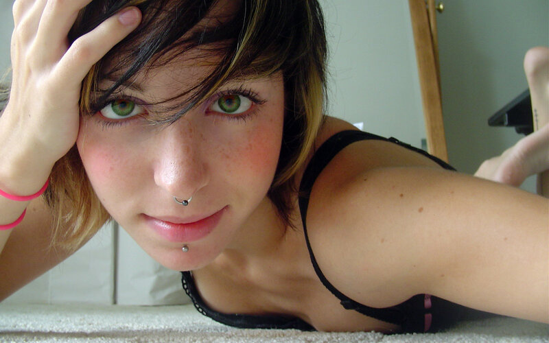 Woman with Green Eyes — Black, Neutral, Photograph, Nose Ring