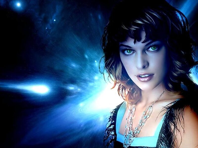Woman with Green Eyes — Blue, Dramatic, Photograph
