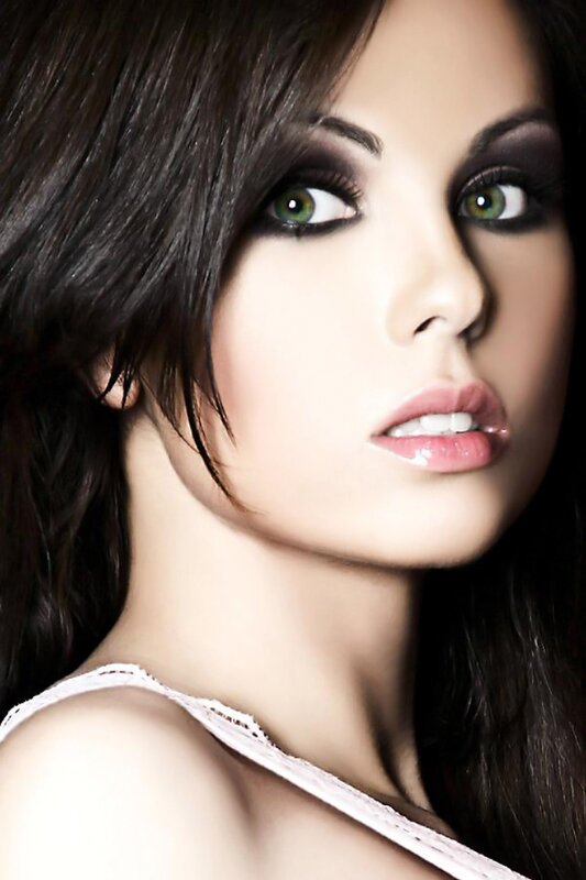 Woman with Green Eyes — Brown, Dramatic, Photograph, Dark Hair