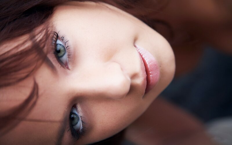 Woman with Green Eyes — Brown, Intimate, Photograph, Face