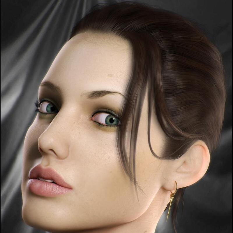 Woman with Green Eyes — Brown, Neutral, 3d Render