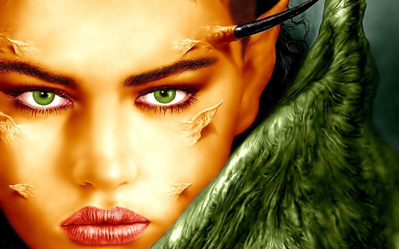 Woman with Green Eyes — Dramatic, Digital Art, Green Eyes