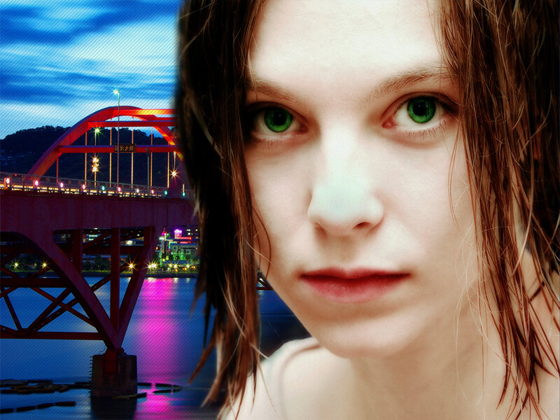 Woman with Green Eyes — Dramatic, Night, Photograph