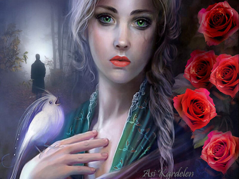 Woman with Green Eyes — Dramatic, Night