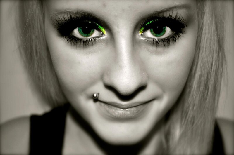 Woman with Green Eyes — Dramatic, Photograph, Piercing