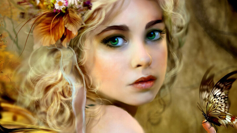 Woman with Green Eyes — Gold, Serene, Autumn