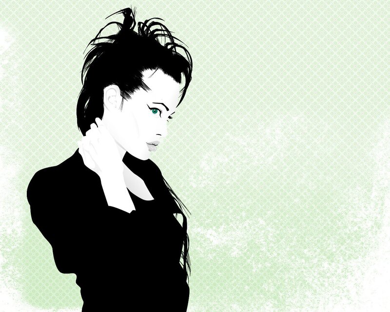 woman with green eyes illustration