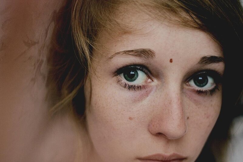 Woman with Green Eyes — Intense, Photograph, Freckles