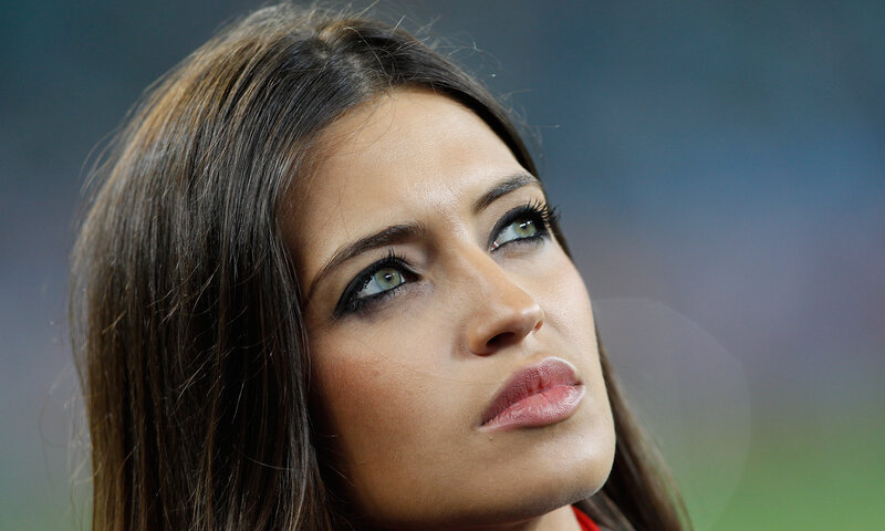 woman with green eyes looking up