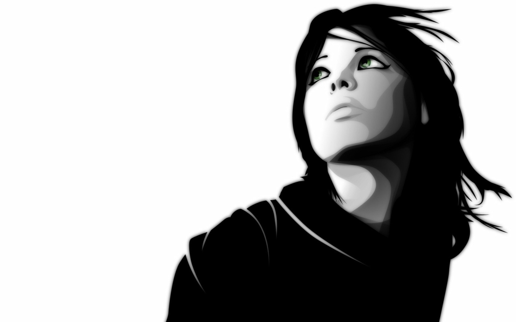 woman with green eyes looking up