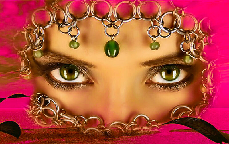 Woman with Green Eyes — Pink, Dramatic