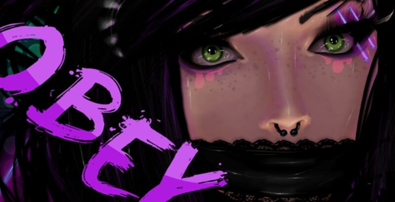 Woman with Green Eyes — Purple, Dramatic, Digital Art