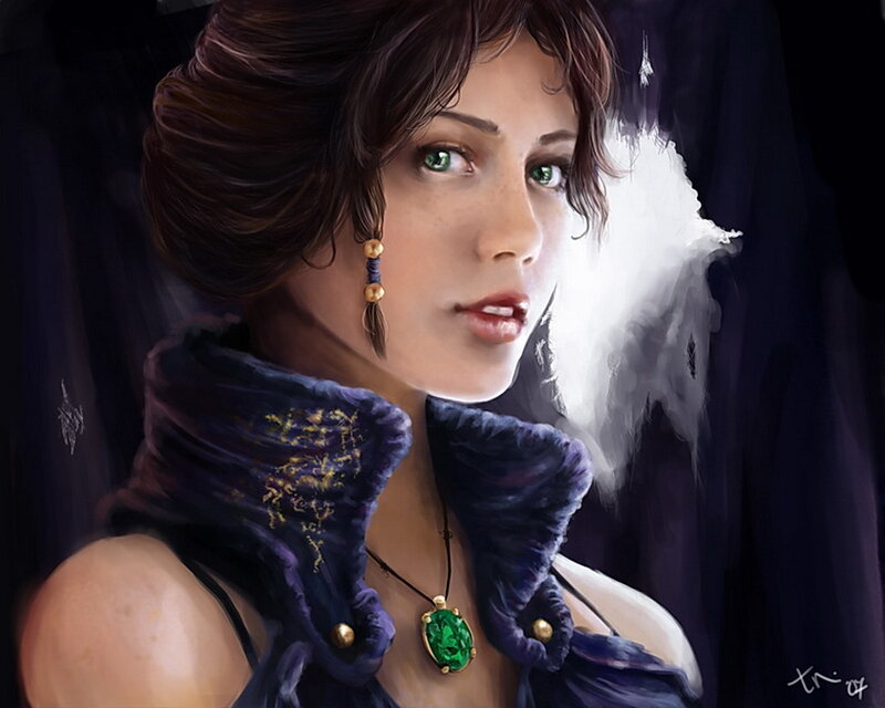 Woman with Green Eyes — Purple, Dramatic