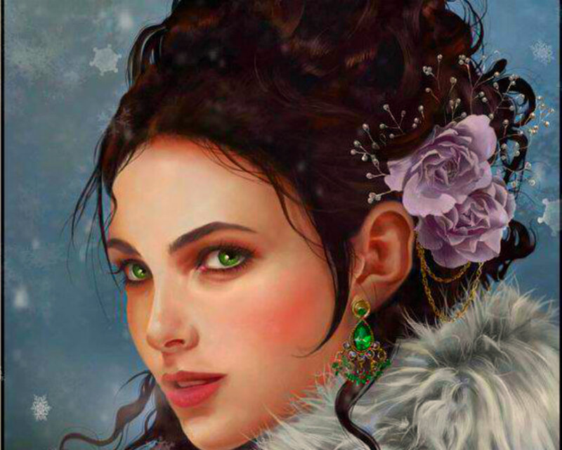 Woman with Green Eyes — Purple, Dramatic, Winter