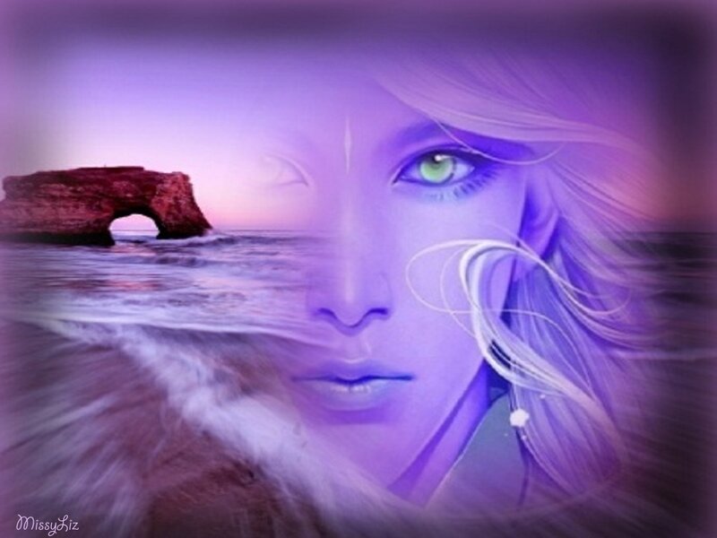 Woman with Green Eyes — Purple, Dreamy