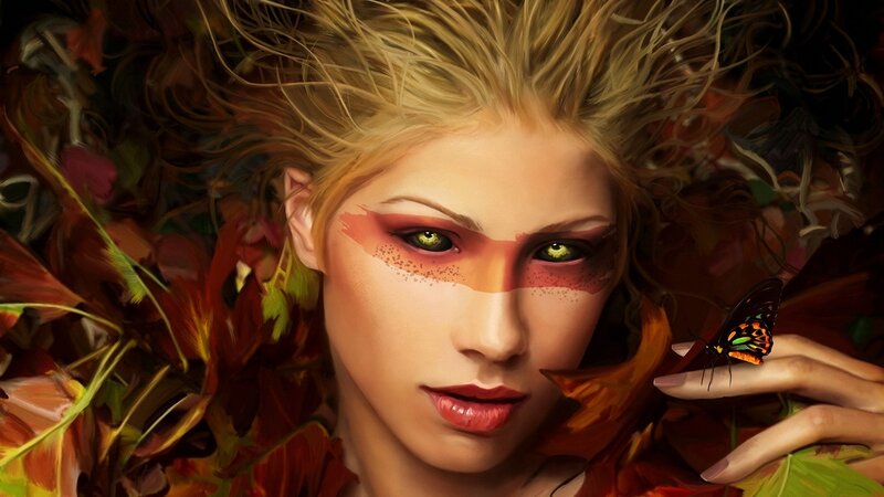 Woman with Green Eyes — Red, Dramatic, Autumn
