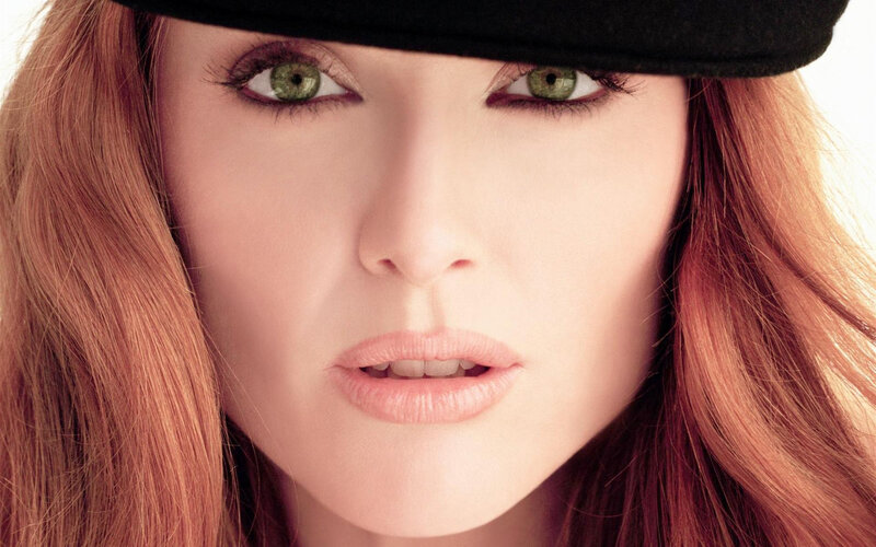 Woman with Green Eyes — Red, Dramatic, Photograph, Hat