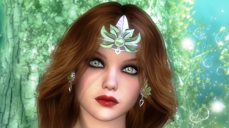 Woman with Green Eyes — Serene, 3d Render