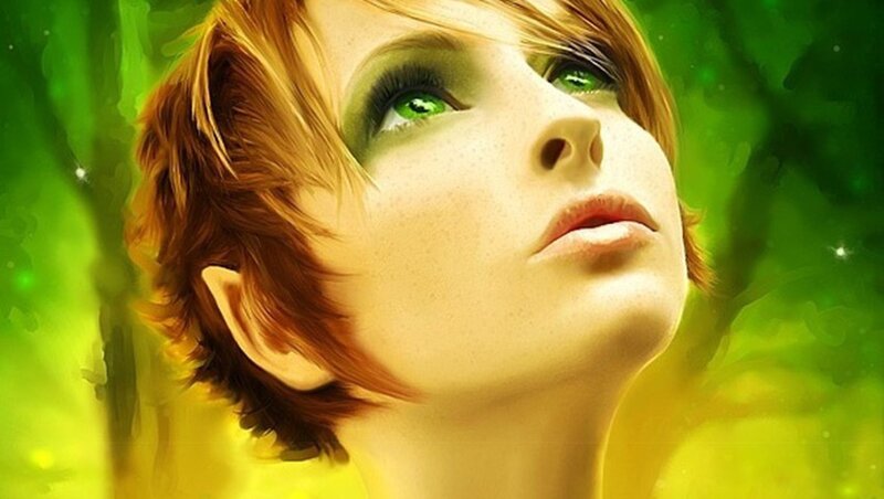 Woman with Green Eyes — Serene, Digital Art, Green Eyes