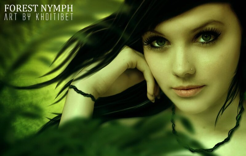 Woman with Green Eyes — Serene, Digital Art, Hair