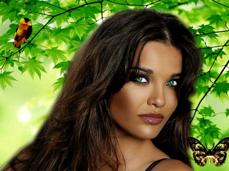 Woman with Green Eyes — Serene, Spring, Photograph