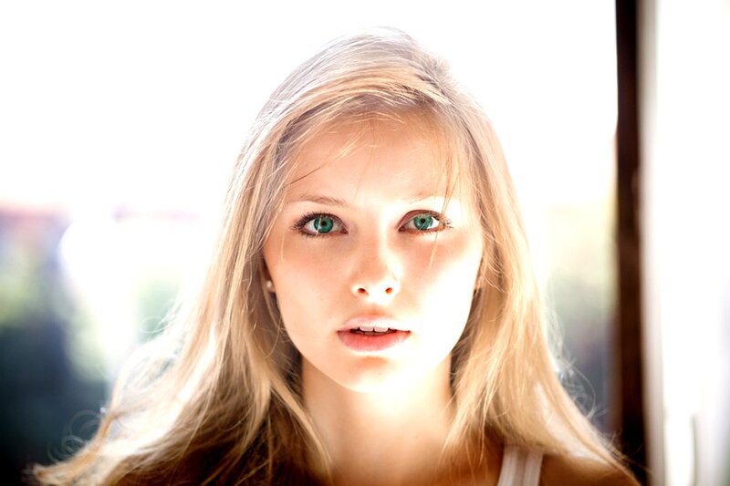 Woman with Green Eyes — White, Serene, Afternoon, Photograph