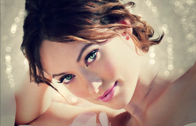 Woman with Green Eyes — White, Serene, Photograph