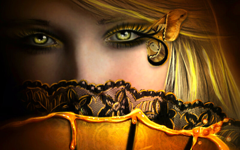 Woman with Green Eyes — Yellow, Dramatic