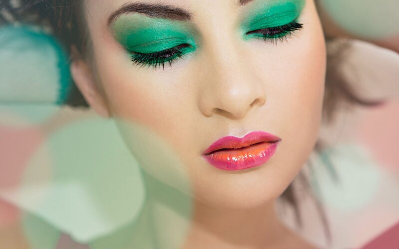woman with green eyeshadow