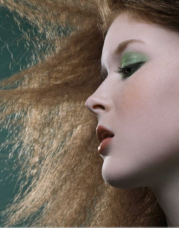 woman with green eyeshadow